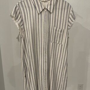 Striped Sleeveless Button-Up dress